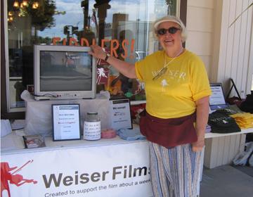 Weiser Films Volunteer Mary Lehman at Weiser Classic Candies, photo